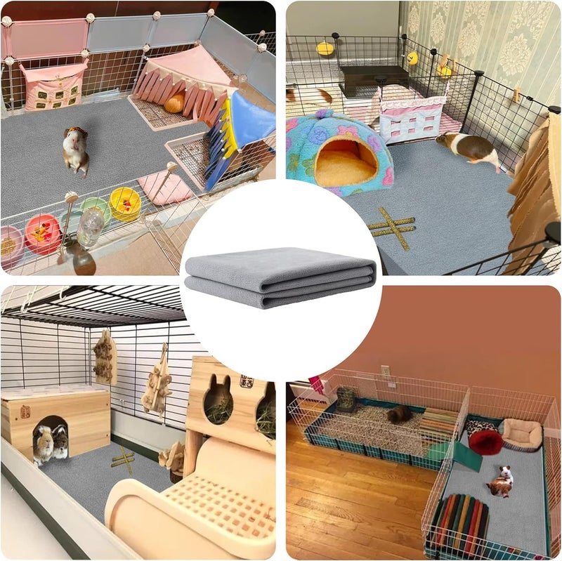 GINIDEAR Guinea Pig Cage Liner, 2 Pack - Washable, Reusable, Leakproof Fleece Bedding Pads for Small Animals with Anti-Slip Bottom - for C&C 2X4 Area, Gray - Image 5